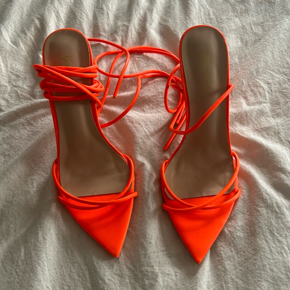 Never worn neon orange heels